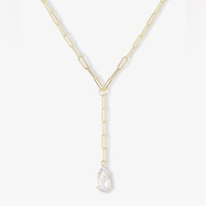 Baby Samantha Teardrop Lariat Necklace
Gold|White Diamondettes